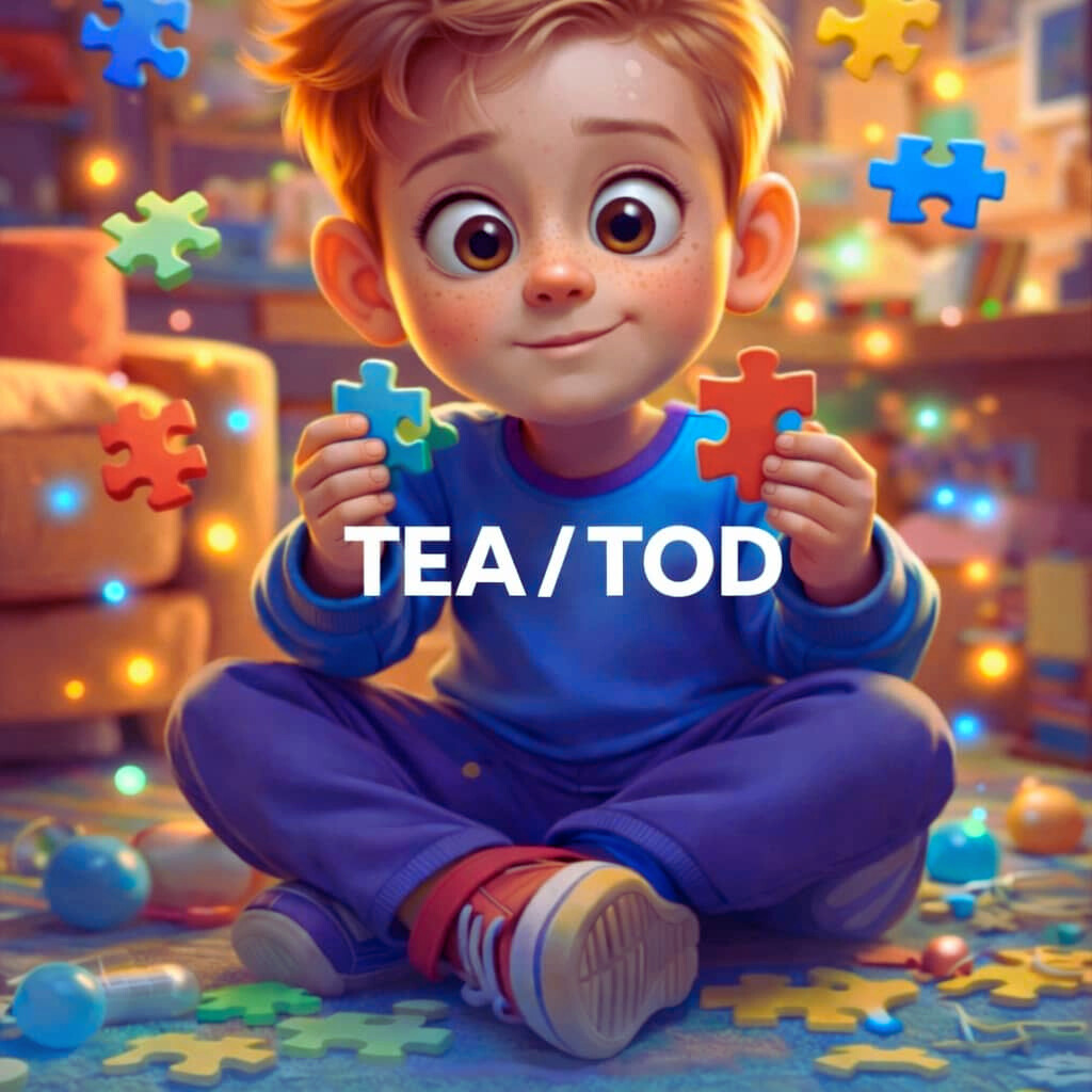 Ilustração de uma criança com TDAH em 
                ambiente de aprendizagem, utilizando recursos educativos