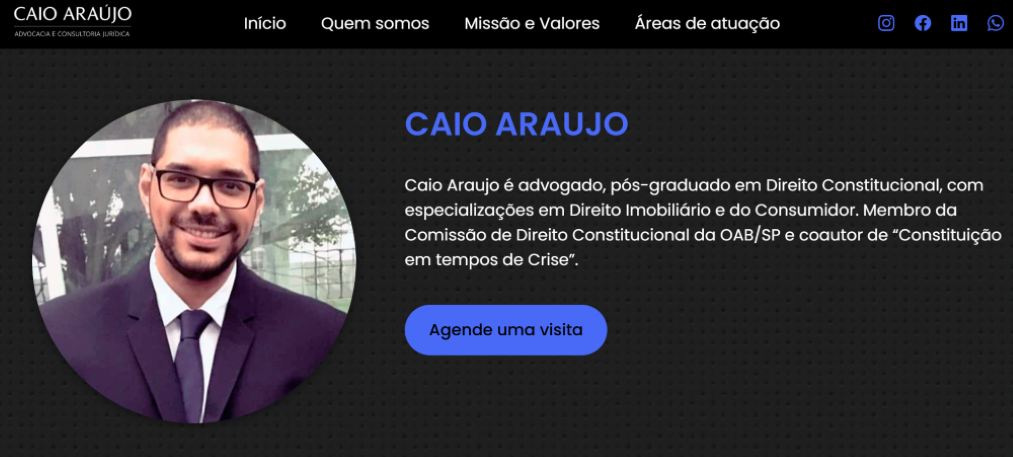 Clonagem do site Caio Araújo desenvolvida como exercício de front-end.