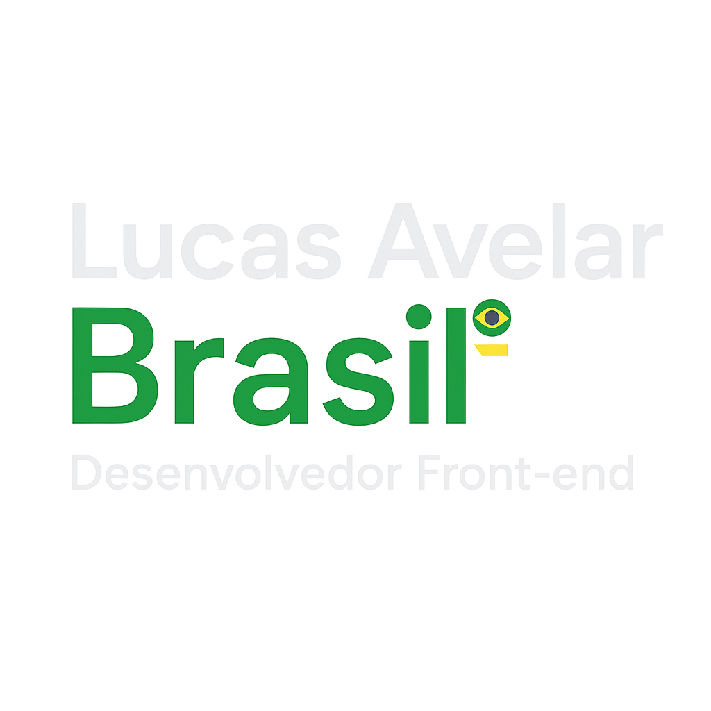 Logo escrito Lucas Avelar Brasil, sendo o Brasil escrito em verde e uma bandeira do país ao lado direto da imagem, referenciando meu sobrenome